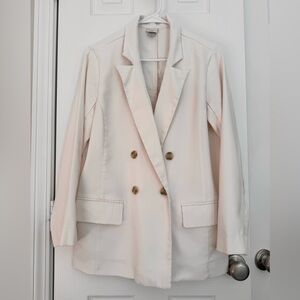a.new.day. Women's Cream Double-Breasted Blazer Size M